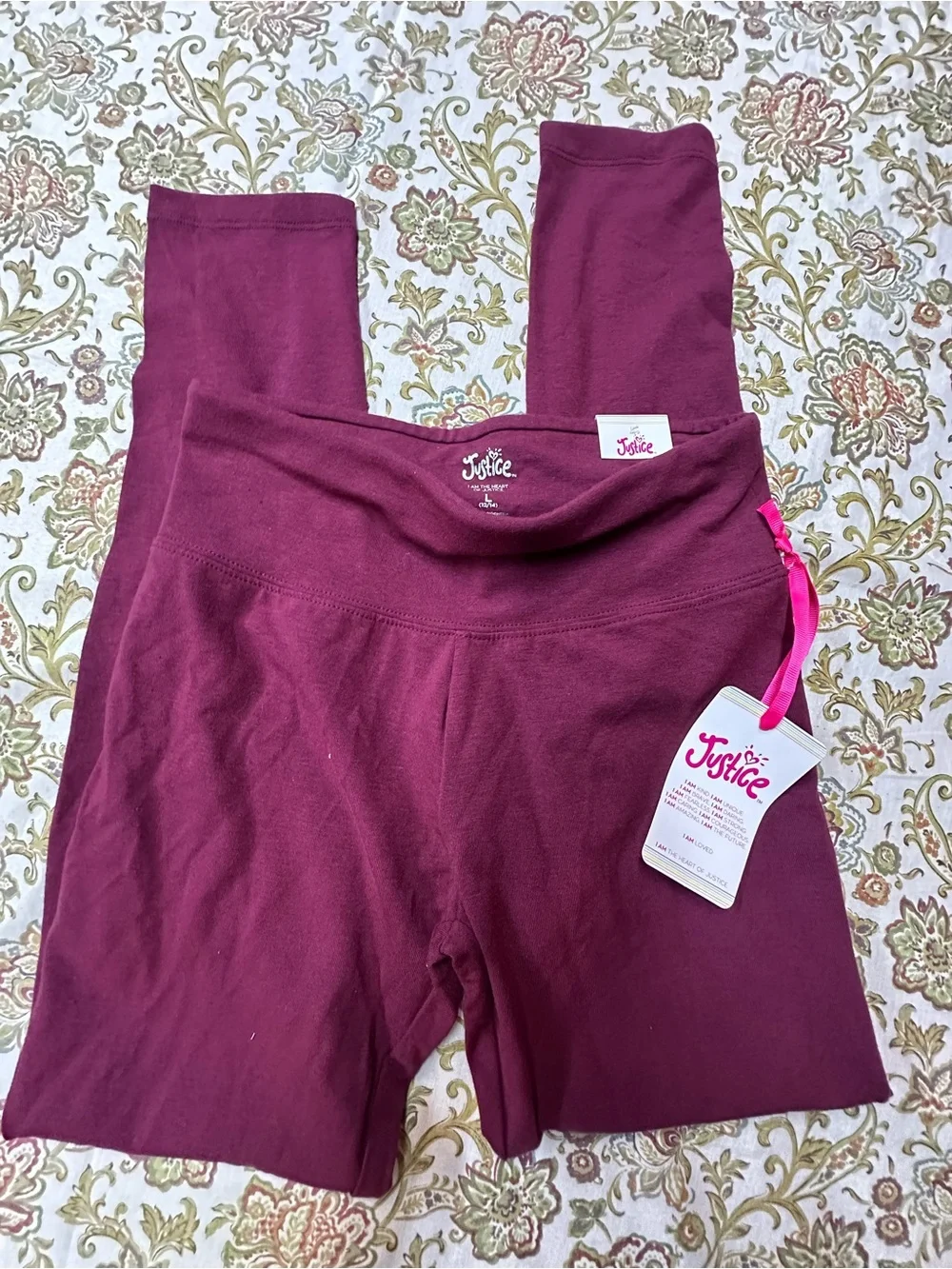 Justice Girls' Burgundy Leggings